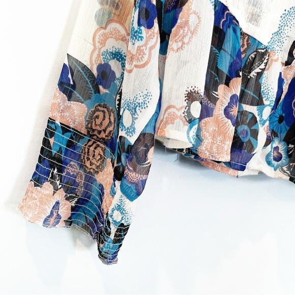 Tramp Floral Sheer Colorful Swing Blouse Size Large EUC - Picture 6 of 16